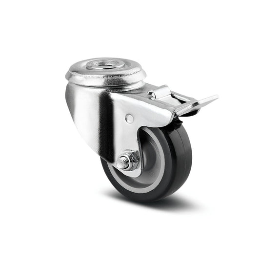 2" SWIVEL CASTOR WITH BRAKE PU THREAD 1475 PAO 5 P4 FURNITURE & EQUIPMENT STEEL CASTOR TENTE