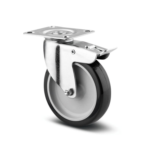 3'' SWIVEL CASTOR WITH BRAKE THERMOPLASTIC THREAD 1477 PAO 75 P4 FURNITURE & EQUIPMENT STEEL CASTOR TENTE