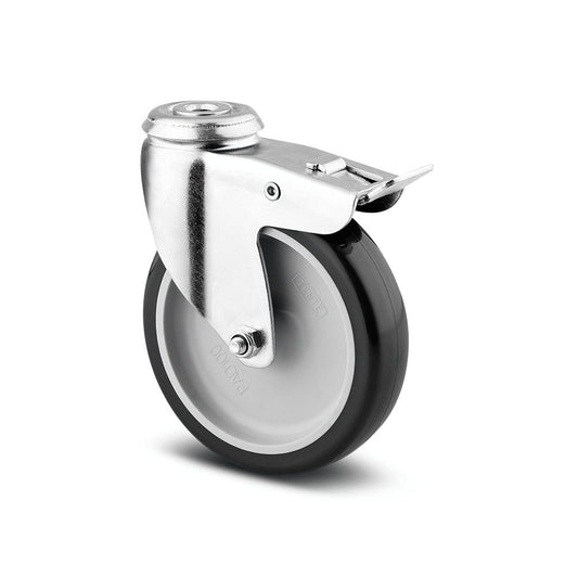 3'' SWIVEL CASTOR WITH BRAKE BOLT HOLE THERMOPLASTIC THREAD 1477 PA 75 P3-11 FURNITURE & EQUIPMENT STEEL CASTOR TENTE
