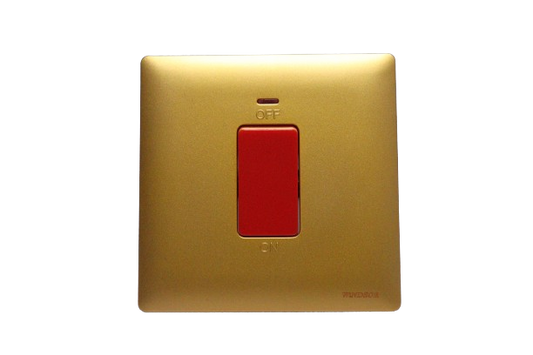 Windsor Innova Golden 1-Gang Double Pole Switch with Neon Indicator 45A - 91327DY