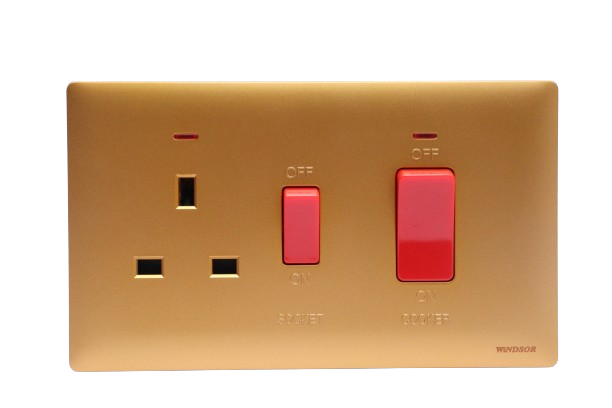 Windsor Innova Golden 45A 1 Gang Switch with 13A Switch Socket and Neon Indicator - 91331DY