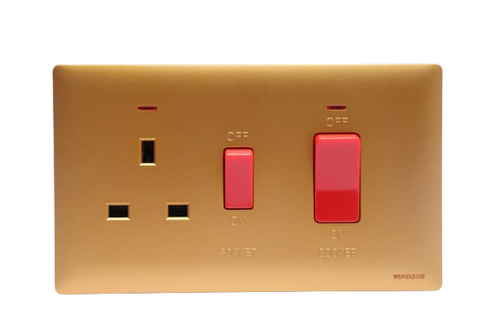 Windsor Innova Golden 45A 1 Gang Switch with 13A Switch Socket and Neon Indicator - 91331DY