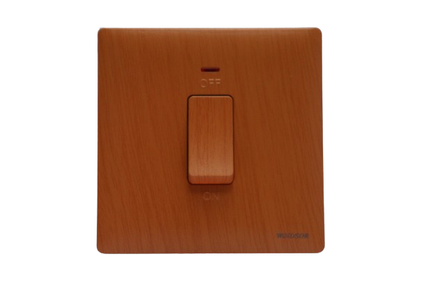 Windsor Innova Light Wooden 1-Gang Double Pole Switch with Neon 2A - Model 91327LW