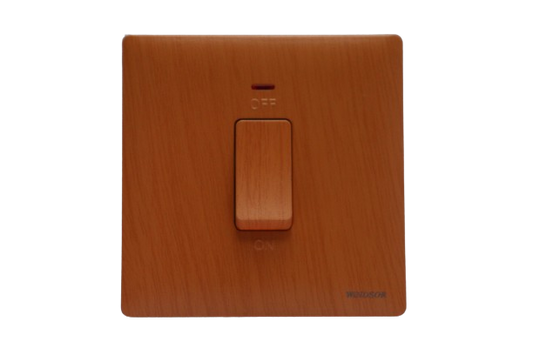 Windsor Innova Light Wooden 1-Gang Double Pole Switch with Neon 2A - Model 91327LW