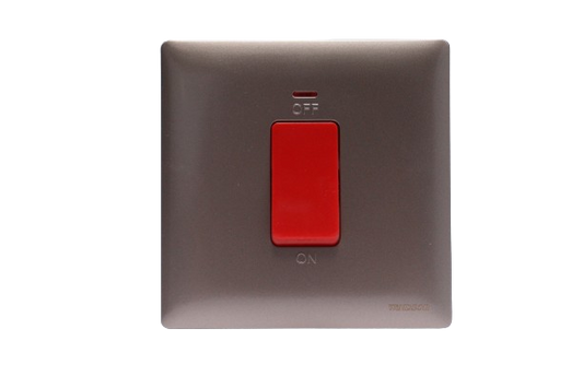 Windsor Innova Light Coffee 1-Gang Double Pole Switch with Neon Indicator 45A - 91327CF