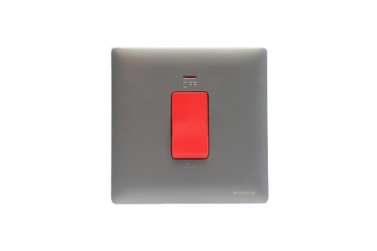 Windsor Innova Silver 1 Gang Double Pole Switch with Neon 45A - 91327DS