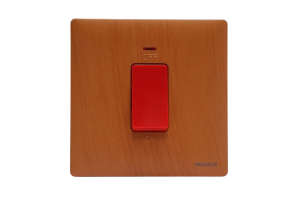 Windsor Innova Light Wooden 45A 1 Gang Double Pole Switch with Neon In ...