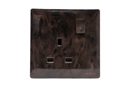 Windsor Innova Wooden 13A 1 Gang Switched Socket - 9145WD