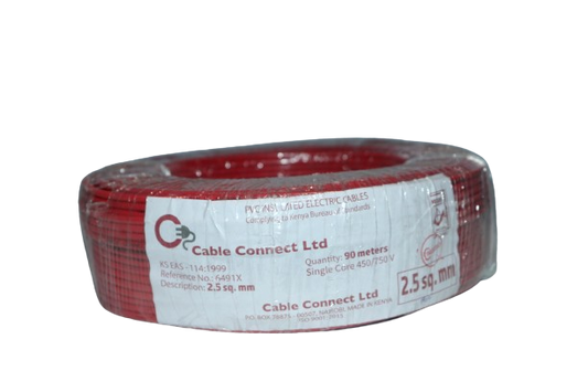 2.5MM Single Core Cable Red (9 MTR ROLL)