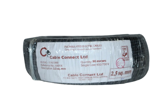 2.5MM Single Core Cable Black (9 MTR ROLL)