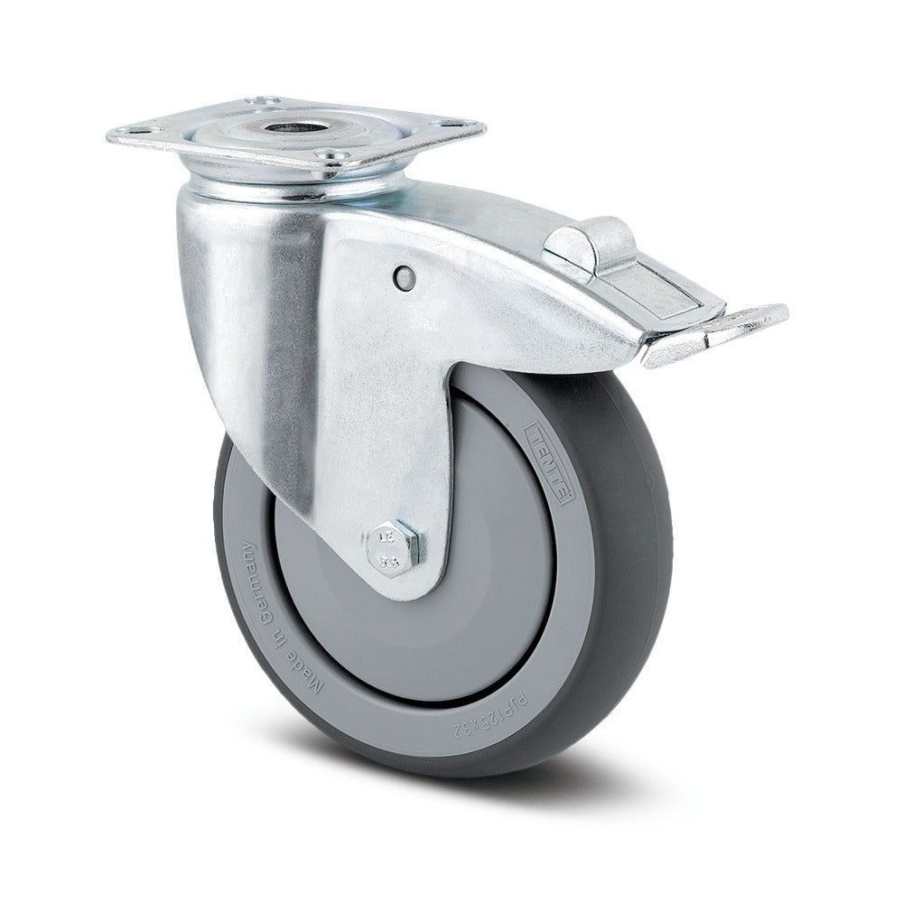 6'' SWIVEL CASTORS WITH BRAKE BOLT HOLE THERMOPLASTIC THREAD 2477 PJP 15 P3-13 FURNITURE & EQUIPMENT STEEL CASTOR TENTE