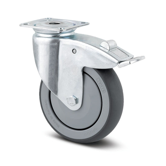 6'' SWIVEL CASTORS WITH BRAKE BOLT HOLE THERMOPLASTIC THREAD 2477 PJP 15 P3-13 FURNITURE & EQUIPMENT STEEL CASTOR TENTE
