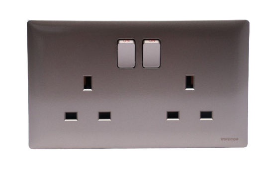 Windsor Innova Light Coffee 13A 2 Gang Switched Socket - 9146CF