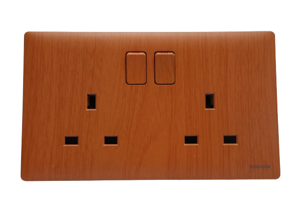 Windsor Innova Light Wooden 13A 2 Gang Switched Socket - 9146LW