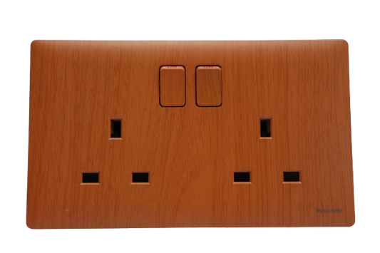Windsor Innova Light Wooden 13A 2 Gang Switched Socket - 9146LW