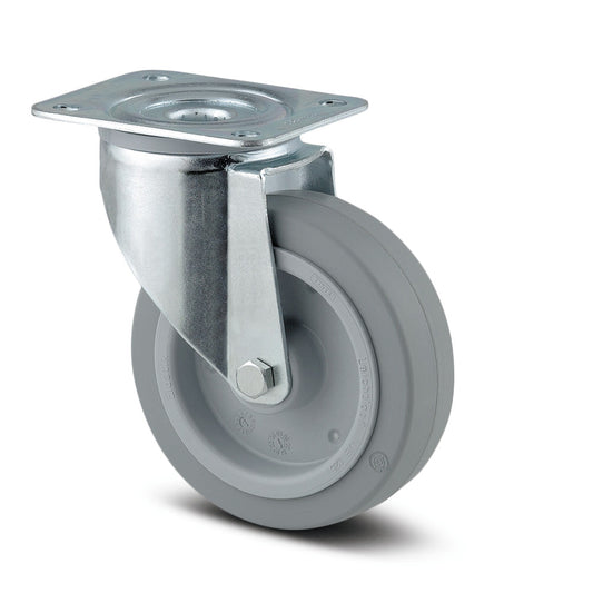 4'' SWIVEL CASTORS POLYAMIDE WITH ELASTIC WHEEL 347 UFR 1 P62 GRIS INDUSTRIAL CASTORS TENTE