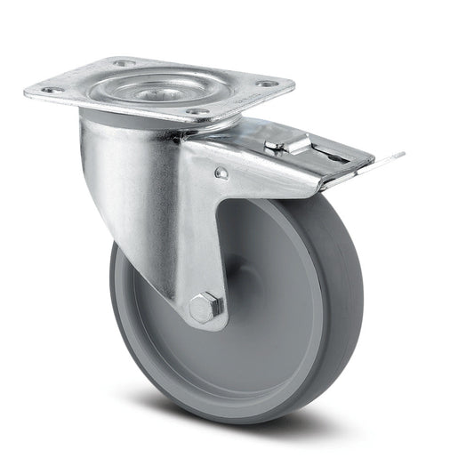 4" SWIVEL CASTORS WITH TOTAL BRAKE THERMOPLASTIC THREAD 3477 PJR 1 P62 INDUSTRIAL CASTORS TENTE