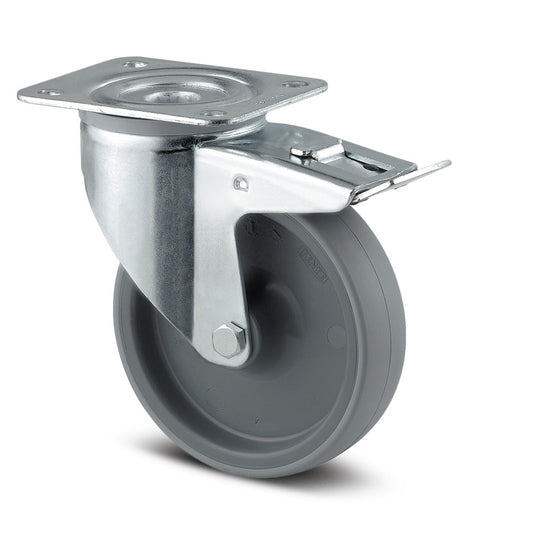 3'' SWIVEL CASTORS WITH TOTAL BRAKE PU THREAD 3477 UAR 8 P62 INDUSTRIAL CASTORS TENTE