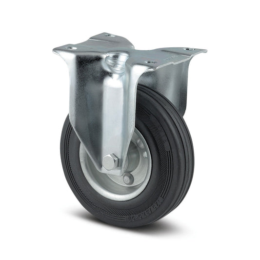 4" FIXED CASTORS BLACK RUBBER THREAD 3478 DVR 1 P62 INDUSTRIAL CASTORS TENTE