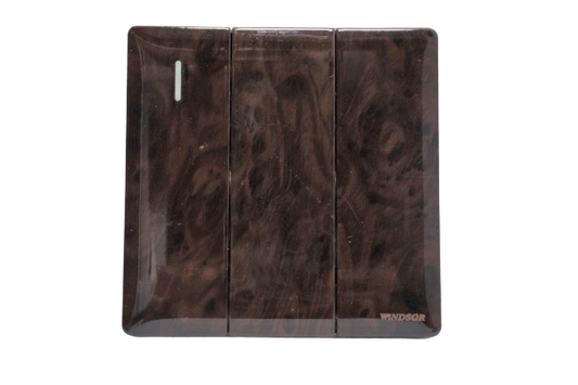 Windsor Innova Wooden 3 Gang 2 Way Switch, 1A - 9136WD