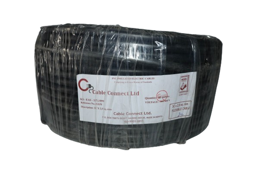 2.5MM X 3CORE Copper Round Flex Cable Black (9 MTR ROLL)