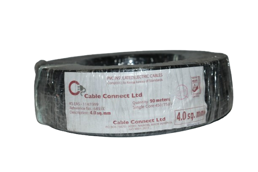 4MM Single Core Cable Black (9 MTR ROLL)
