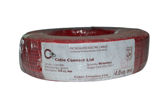 4MM Single Core Cable Red (9 MTR ROLL)