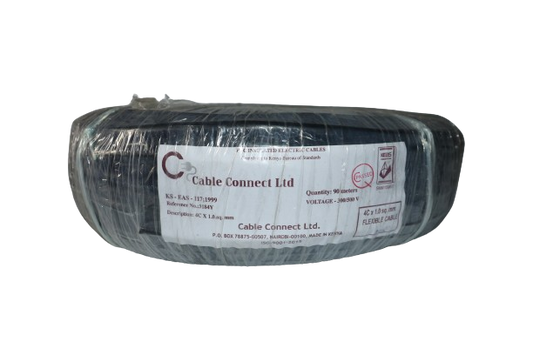 1MM X 4CORE Copper Round Flex Cable Black (9 MTR ROLL)