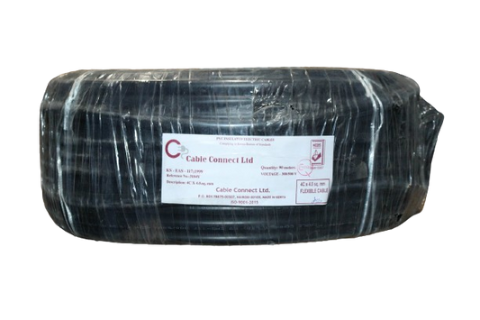 4MM X 4CORE Copper Round Flex Cable Black (9 MTR ROLL)