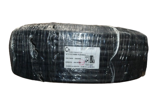 6MM X 4CORE Copper Round Flex Cable Black  (9 MTR ROLL)