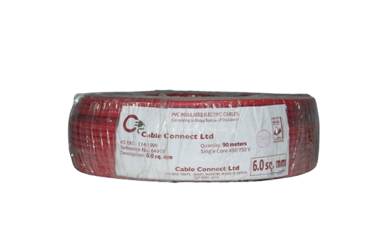 6MM Single Core Cable Red (9 MTR ROLL)