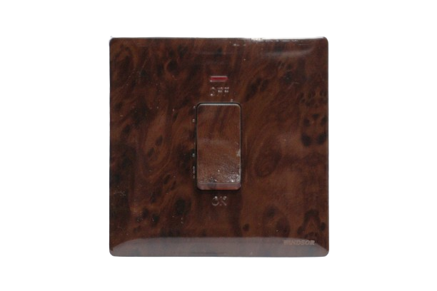 Windsor Innova Wood  1 Gang Double Pole Switch with Neon 2A - 91324WD