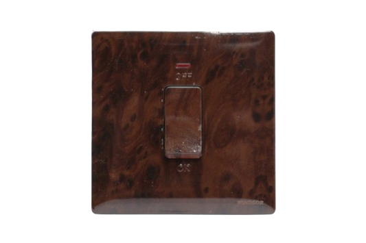 Windsor Innova Wood  1 Gang Double Pole Switch with Neon 2A - 91324WD