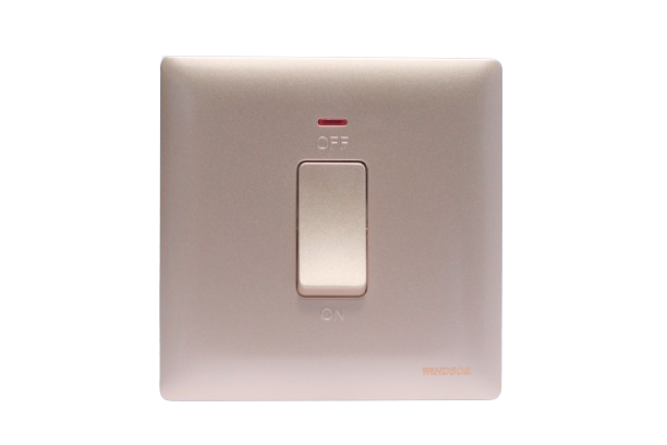 Windsor Innova Gold 1 Gang Double Pole Switch with Neon Indicator 2A - 91324CH