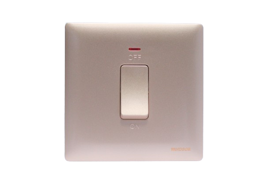 Windsor Innova Gold 1 Gang Double Pole Switch with Neon Indicator 2A - 91324CH