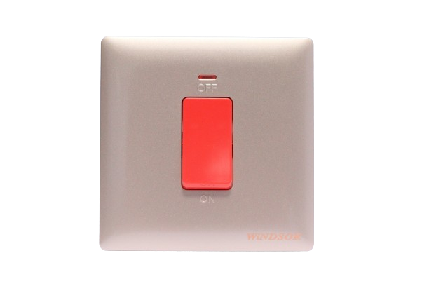 Windsor Innova Gold 1 Gang Double Pole Switch with Neon Indicator 45A - 91327CH