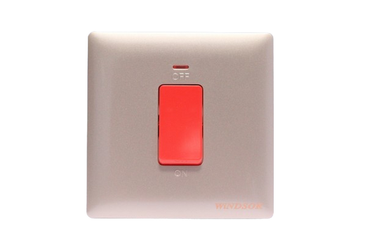 Windsor Innova Gold 1 Gang Double Pole Switch with Neon Indicator 45A - 91327CH