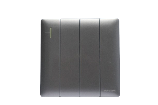 Windsor Innova Grey 4 Gang 2 Way Switch 1A - 91364EFGR