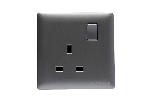 Windsor Innova Grey 13A 1 Gang Switched Socket - 9145GR