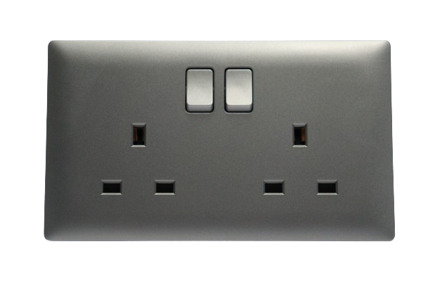 Windsor Innova Silver 13A 2 Gang Switched Socket - 9146DS