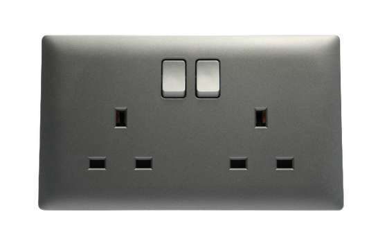 Windsor Innova Silver 13A 2 Gang Switched Socket - 9146DS