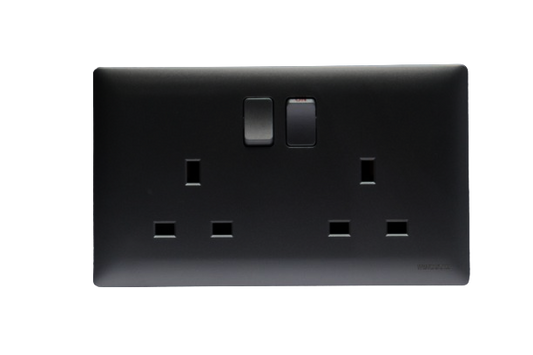 Windsor Innova Black 13A 2 Gang Switched Socket - 9146GB