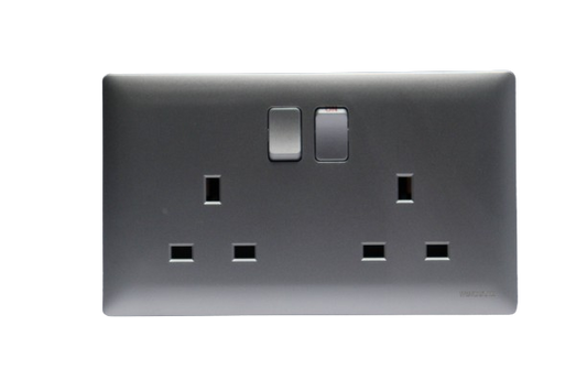 Windsor Innova Grey 13A 2 Gang Switched Socket - 9146GR