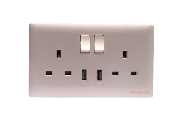 Windsor Innova Gold 13A 2 Gang Universal Socket with USB - 91487CH ...