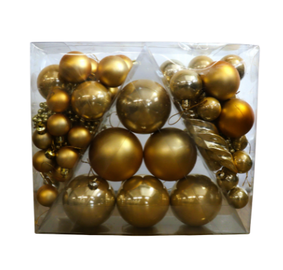 Golden Christmas Ornaments 46pcs Set – Holiday Tree Decorations