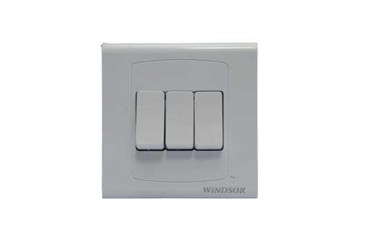 Windsor Royal Star White 3 Gang 2 Way Switch 1A - D36