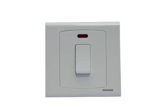 Windsor Royal Star White 2A 1 Gang Double Pole Switch with Neon Indicator - D324