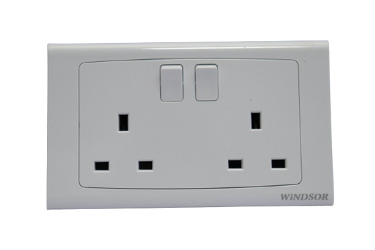 Windsor Royal Star White 13A 2 Gang Switched Socket - D46
