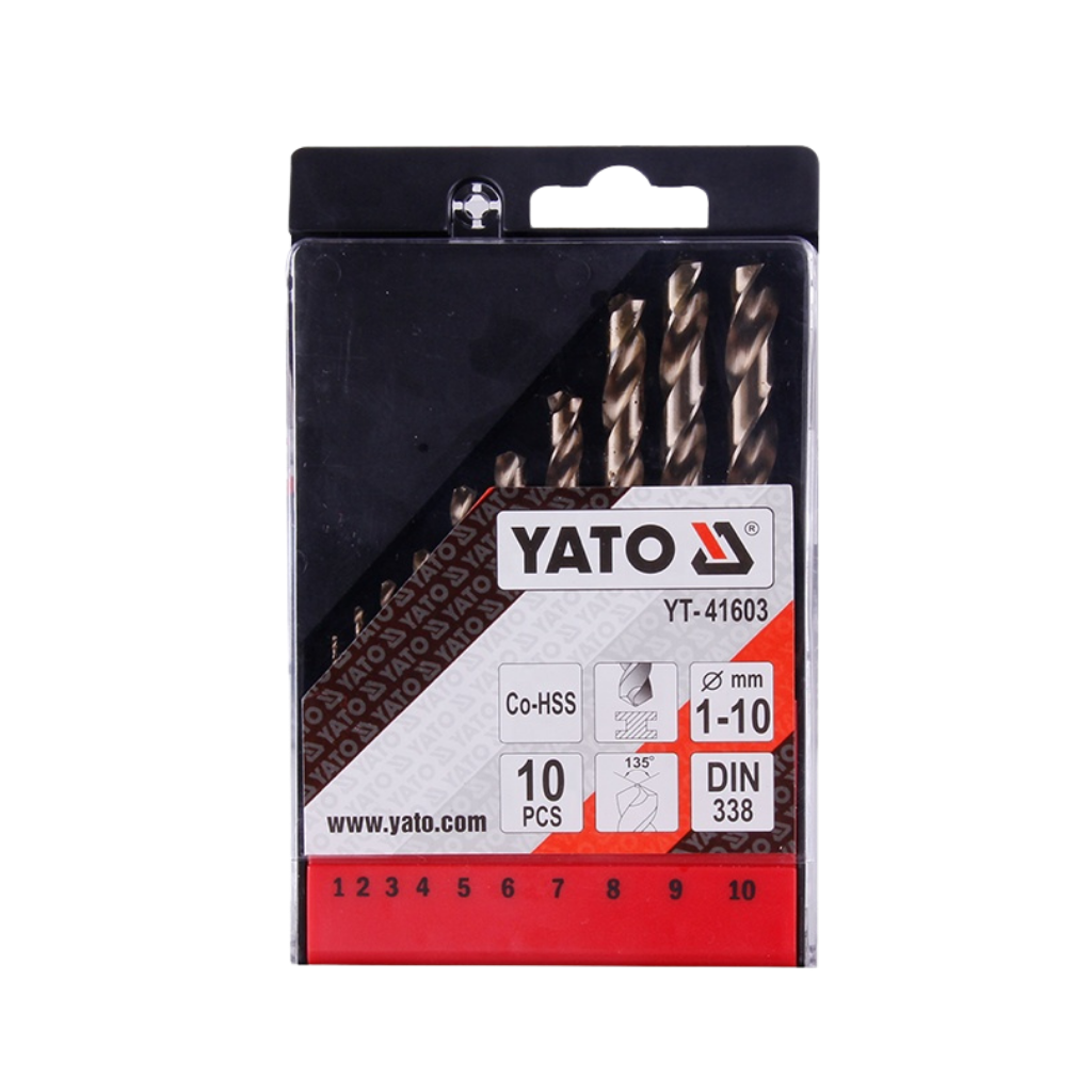 YATO Twist Drill Bit Set HSS-TiN 10PCS 1–10MM Metal Drilling Set YT-44674