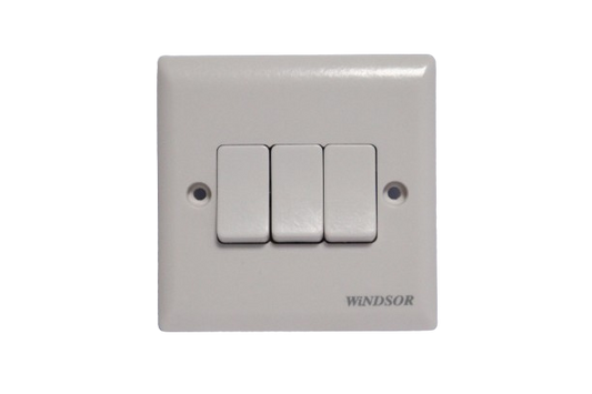 Windsor Ivory 3 Gang 2 Way Switch 1A - E36